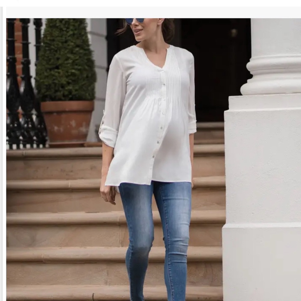 Seraphine Plisse White Women's Top